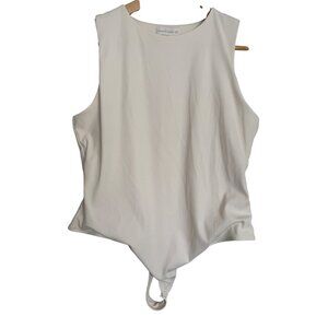 House Of Harlow Stretch 90's Bodysuit Size Large Ivory Ribbed